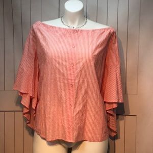NWT LANE BRYANT PEACH COLD SHOULDER TOP SIZE 26/28